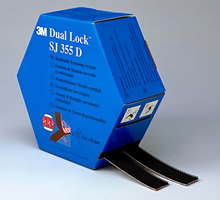 SJ 355 D, Spendebox 25,4 mm x 10 m  Druckverschluss, Dual Lock, schwarz