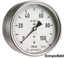 35010412  Kapselfeder-Chemiemanometer, KP63CH D412, LB63-U/-400/0 mbar