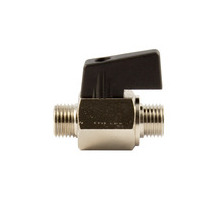 375.53  Mini-Kugelhahn, glatte Oberfläche, Messing vernickelt, G 1/2 AG, DN 10
