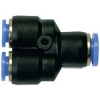 141.010  Y-Steckverbindung, Blaue Serie, reduzierend, für Schlauch-Dmr. 1x10/2x8