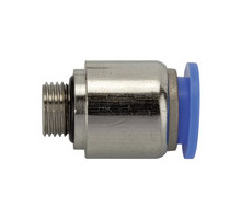 207.005-6  Gerade Steckverschraubung, Blaue Serie, rund, M5 außen, Dmr. 6 mm