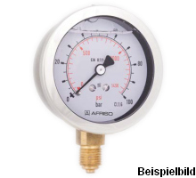 85122701S Einfachskala  Rohrfeder-Manometer, mit Glyzerinfüllung, RF63GLY D701S, GB63-U/25 MPa